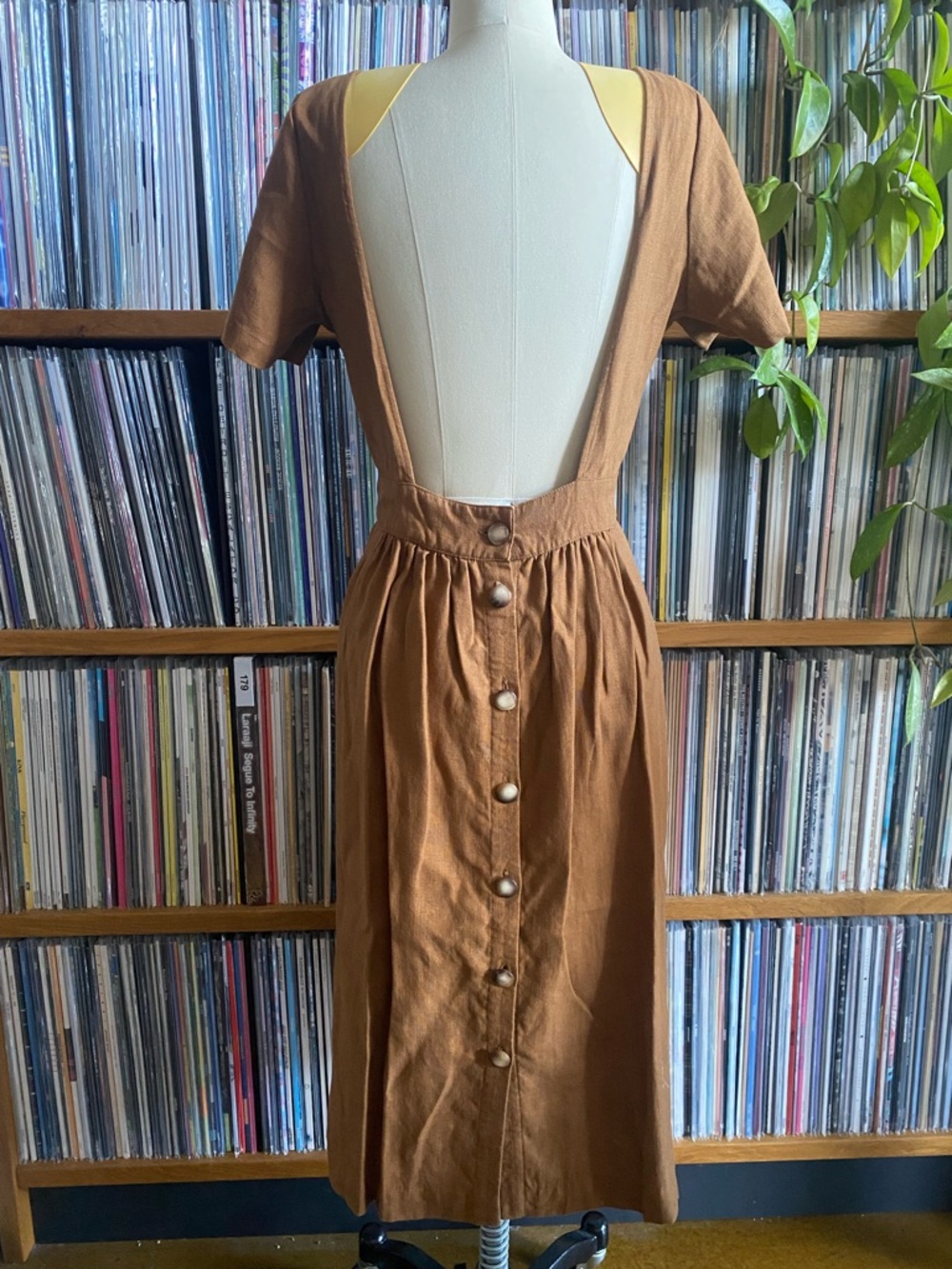 EUC SEZANE - Women’s Brown Linen Midi Dress with Pockets - Size 38EU - Picture 4 of 7
